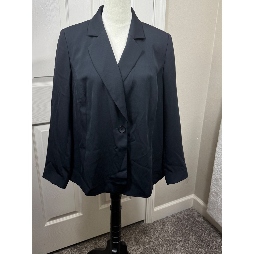 Signature by Harve Benard Womens 16W Black Blazer Jacket Single Button Polyester